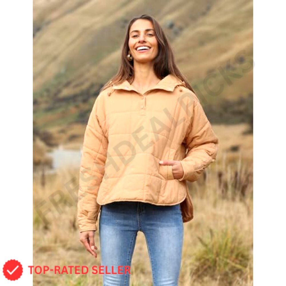 Quilted Lightweight Pullover Puffer Jacket with H… - image 4